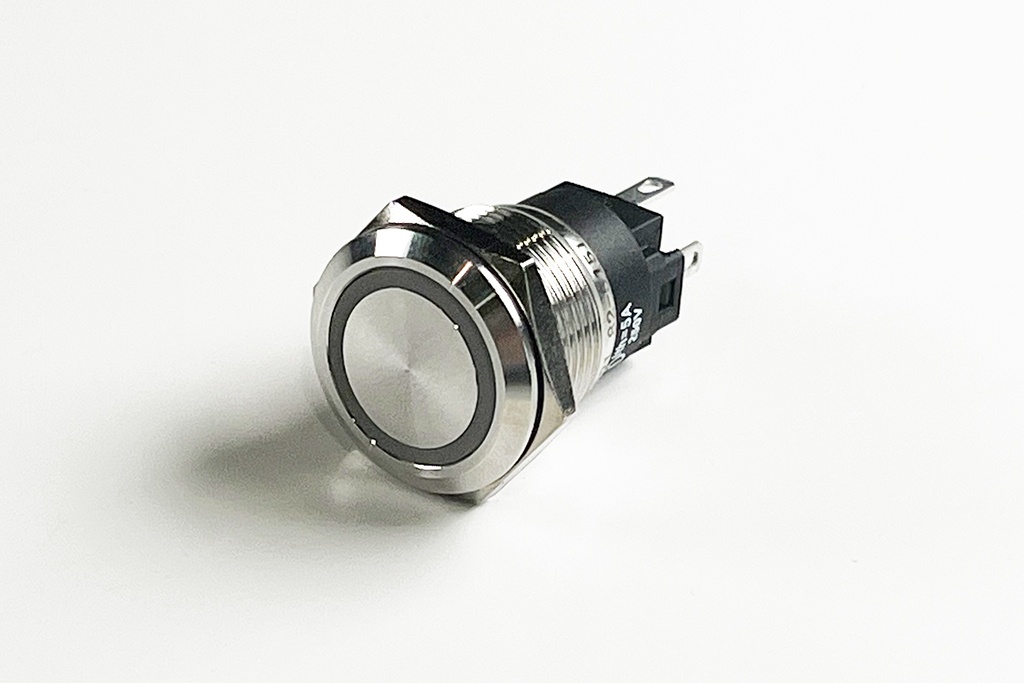 PULSADOR INOX LED AZUL 19MM 24V