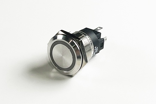 [6310085] BOUTON POUSSOIR INOX LED BLEU 19MM 24V